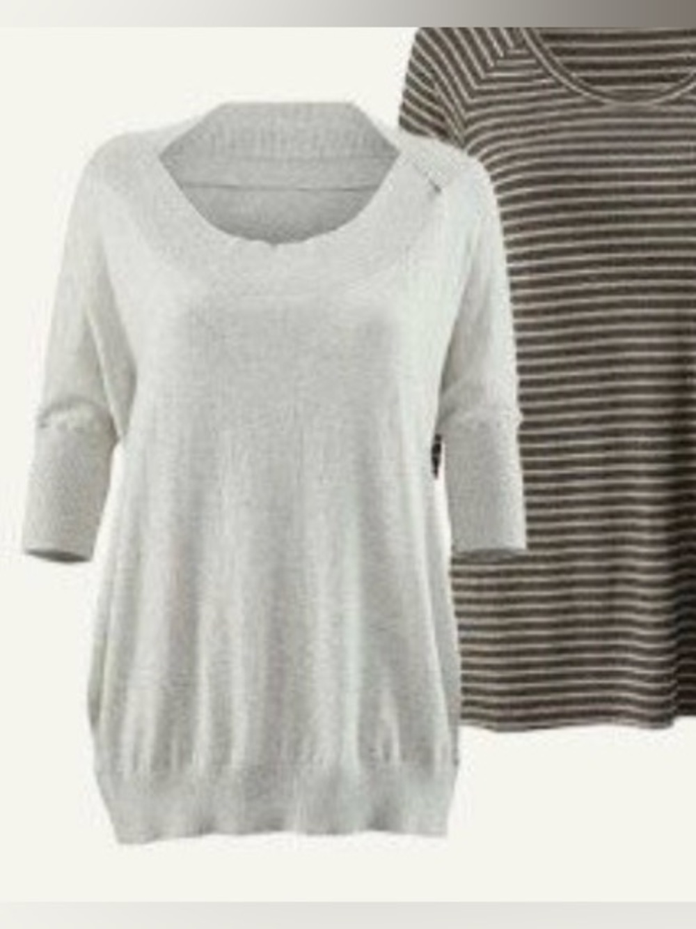 CAbi Staple Piece Marble Gray Lounge Sweater #200 Sz XXS Scoop Neck 3/4 Sleeve